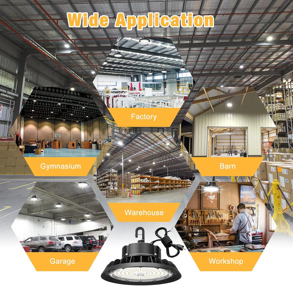UFO LED High Bay Light 100W 8Pack, High Bay LED Shop Lights 14,000LM Dimmable...