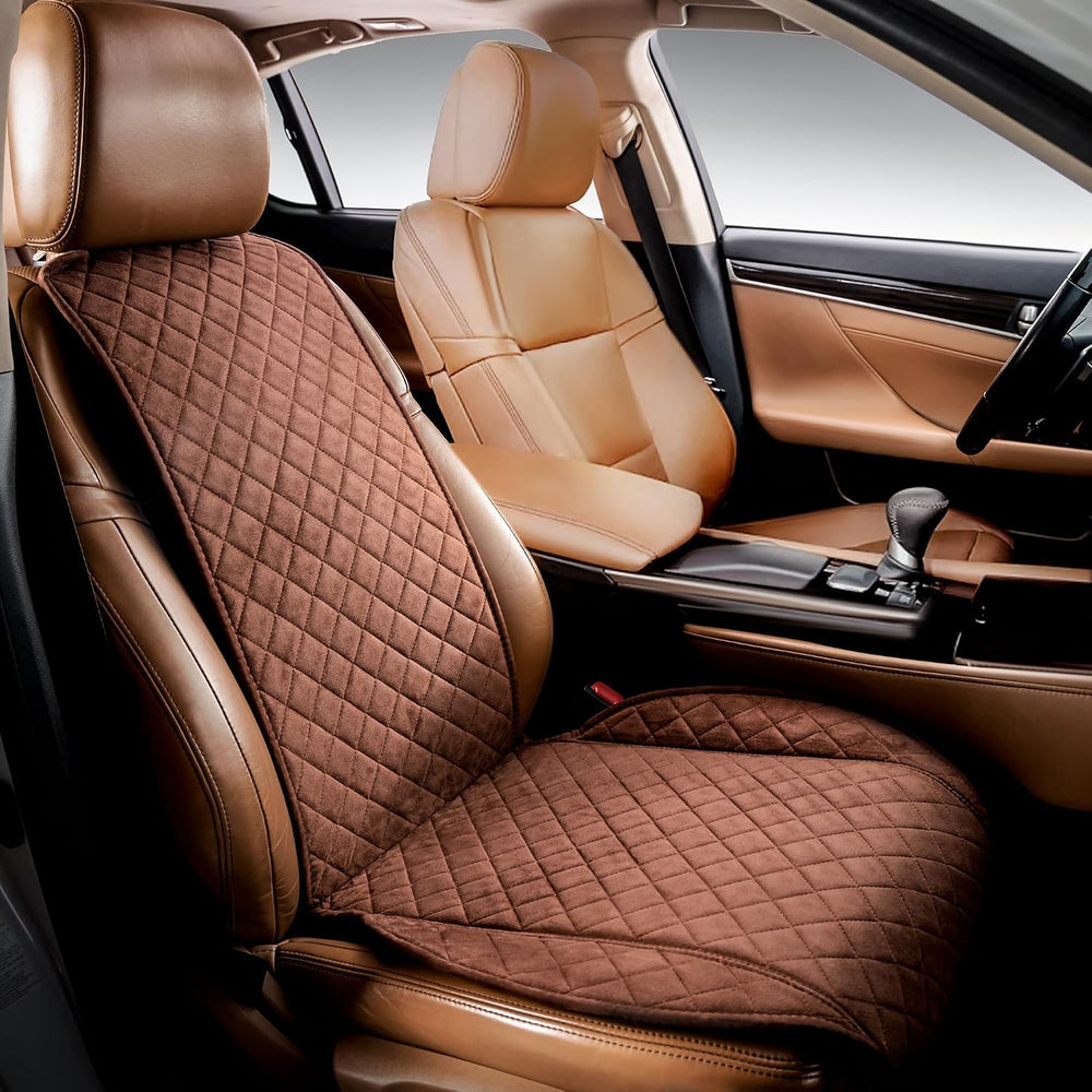 IVICY Faux Suede Front Car Seat Cover, Seat Protector, 1 Unit, Brown