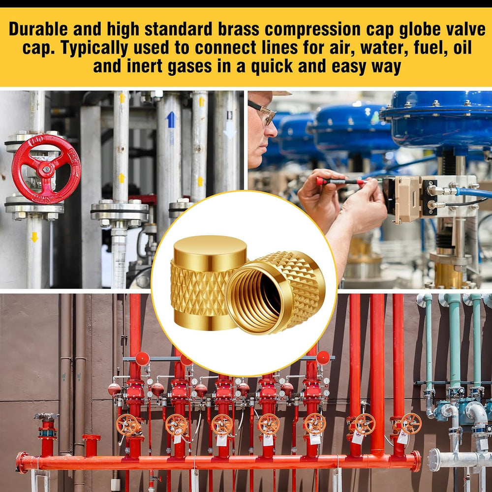 Yaocom 100 Pcs 1/4 Flare Brass Valve Cap HVAC Tool Bulk