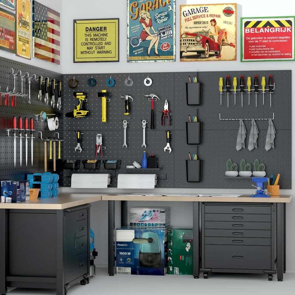 Metal Peg Board Kit with 1/4" Pegboard Accessories, 6 Pack 12"X24&q...