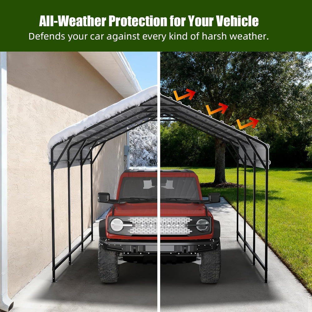 Metal Carport Heavy Duty 12x20ft Outdoor Galvanized Steel Car Port, Vehicle C...