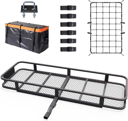 Bonnlo 60''X 20''X6'' Folding Hitch Mount Cargo Carrier Basket
