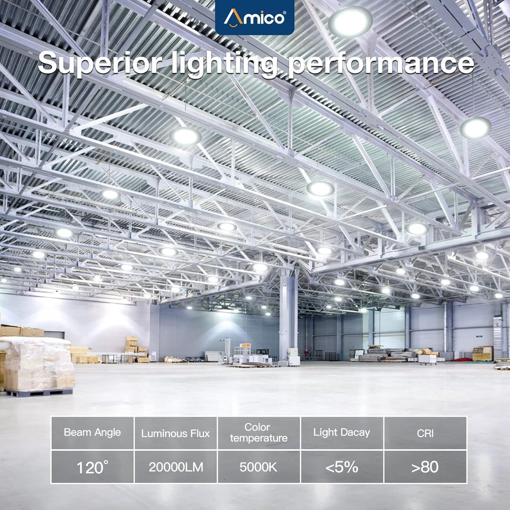 Amico 10 Pack UFO LED High Bay Light 150W 21000lm 5000K, UL Listed