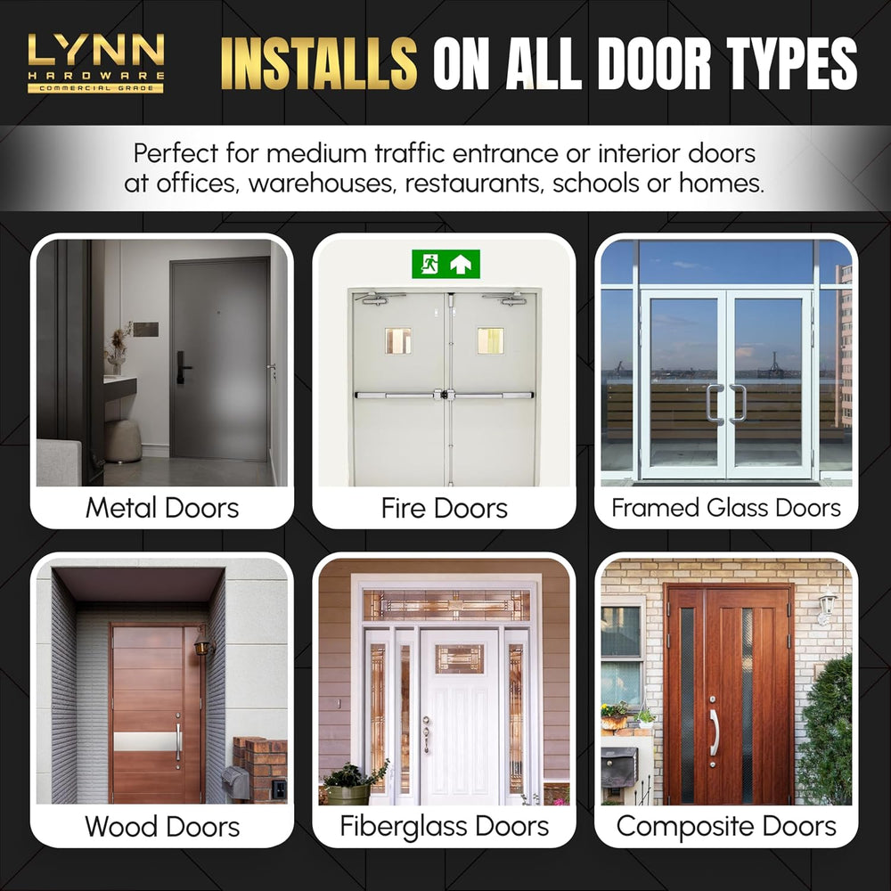 LYNN HARDWARE Medium Duty Automatic Door Closer - Durable Cast Aluminum
