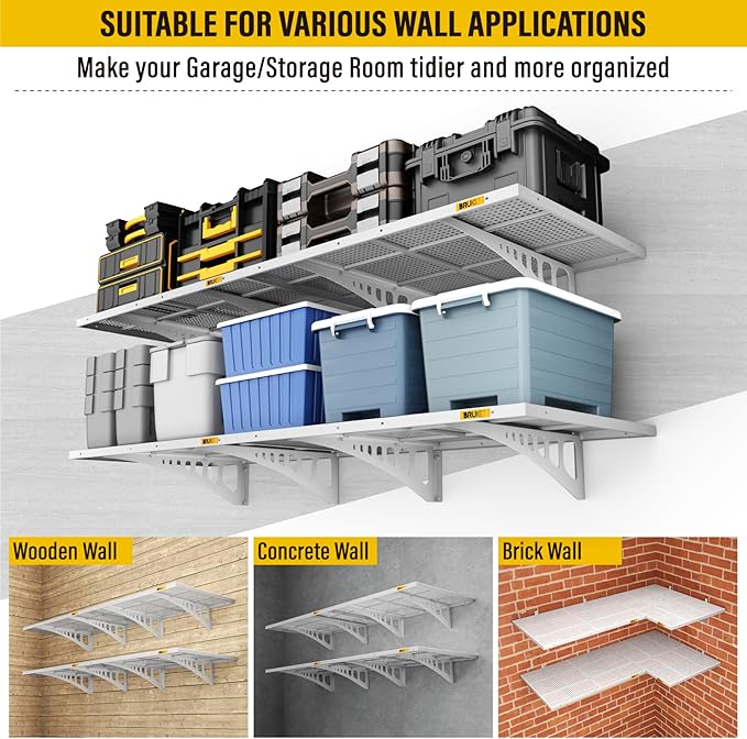 4Pack 2x3ft Adjustable Metal Garage Wall Shelving Heavy Duty Garage Storage