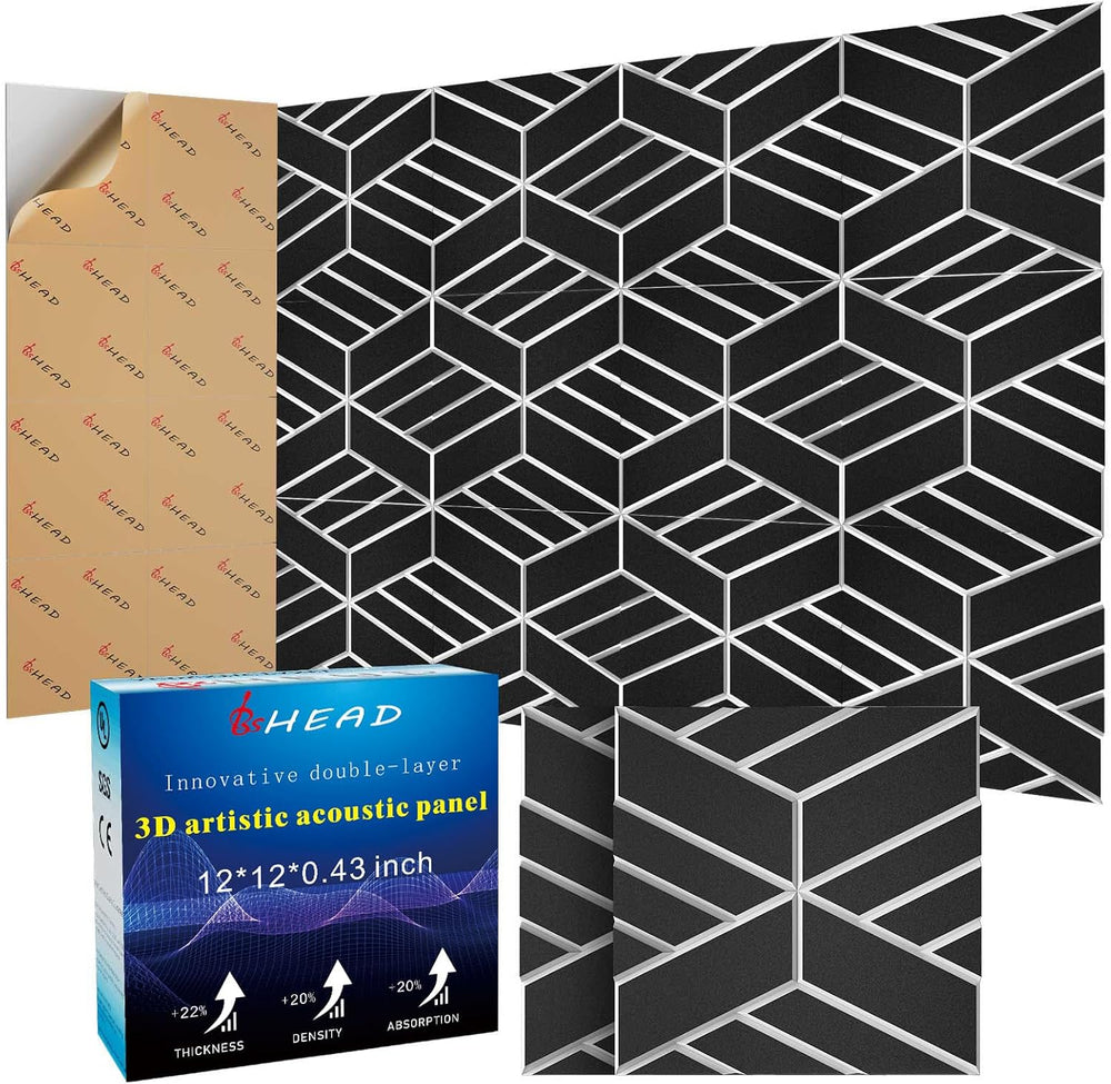 8 Pack 2-Layer Soundproof Wall Panels, 1.1lb/ft³ High Density, Thicker 0.43 in