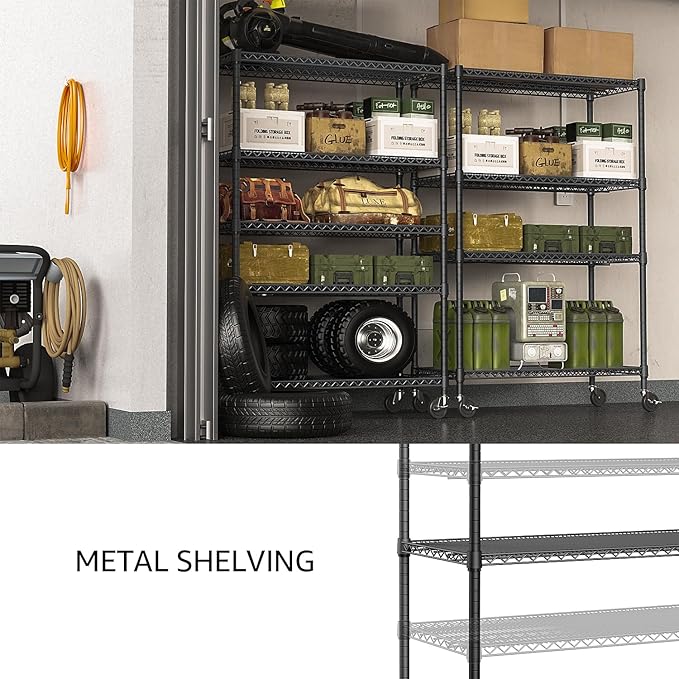 IZEUK Garage Shelving Wide Storage Shelves 5 Tier Metal Shelves Heavy Duty