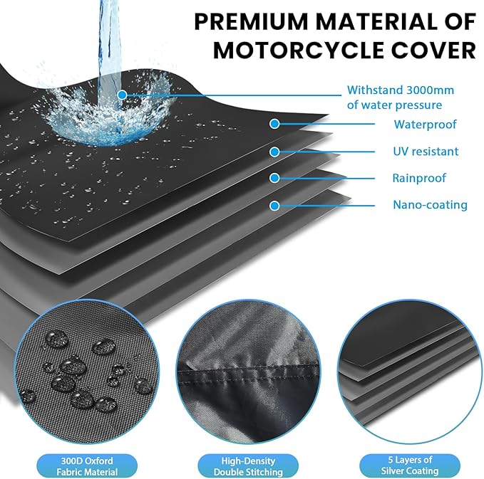 Waterproof Motorcycle Cover Outdoor, Motorbike Scooter Moped Rain Dust