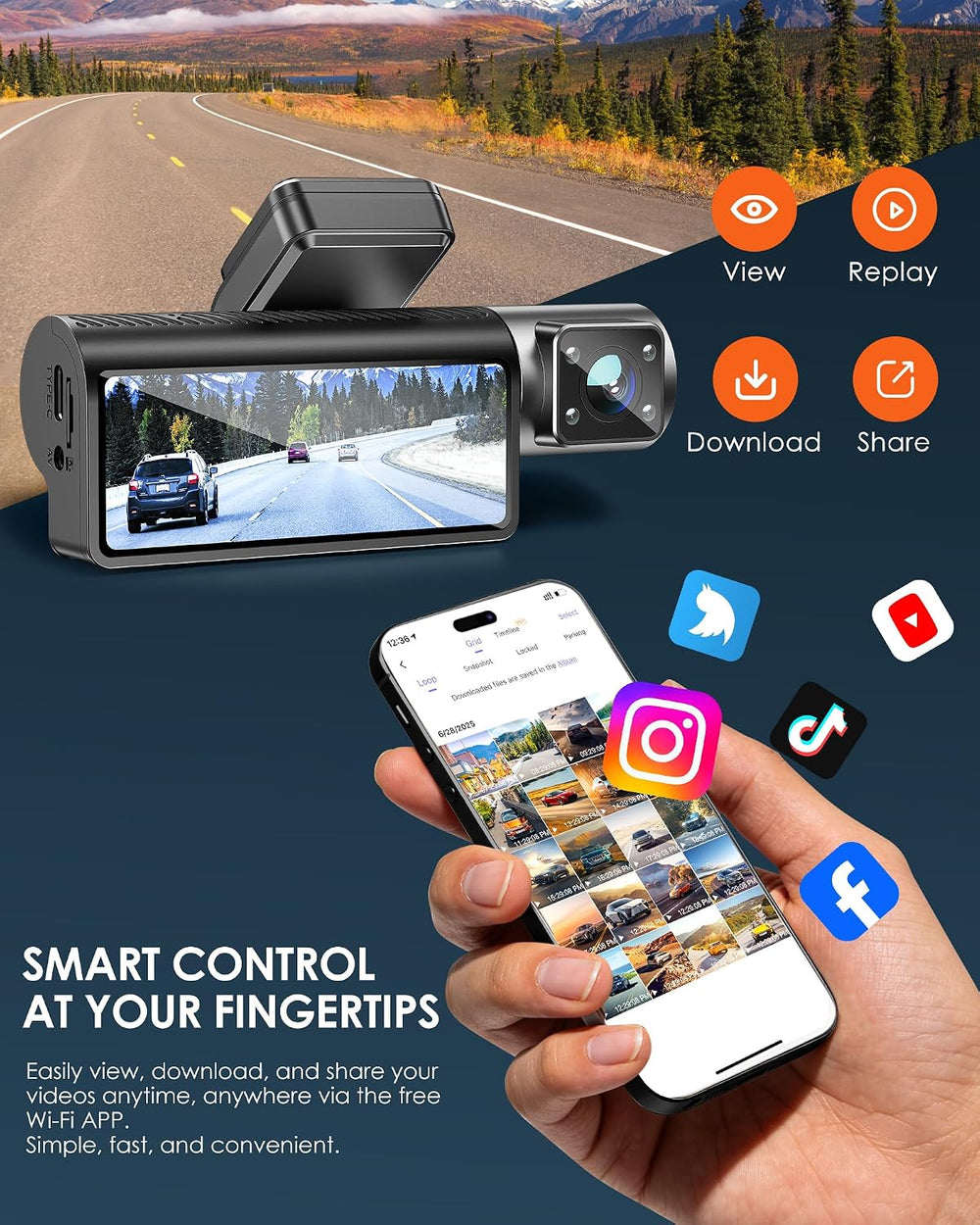 iZEEKER 4K Dash Cam Front and Rear Inside, 3 Channel Dash Camera for Cars
