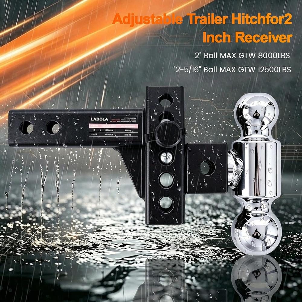 Adjustable Trailer Hitch,Drop Hitch 2" Receiver - 4" Drop/Rise