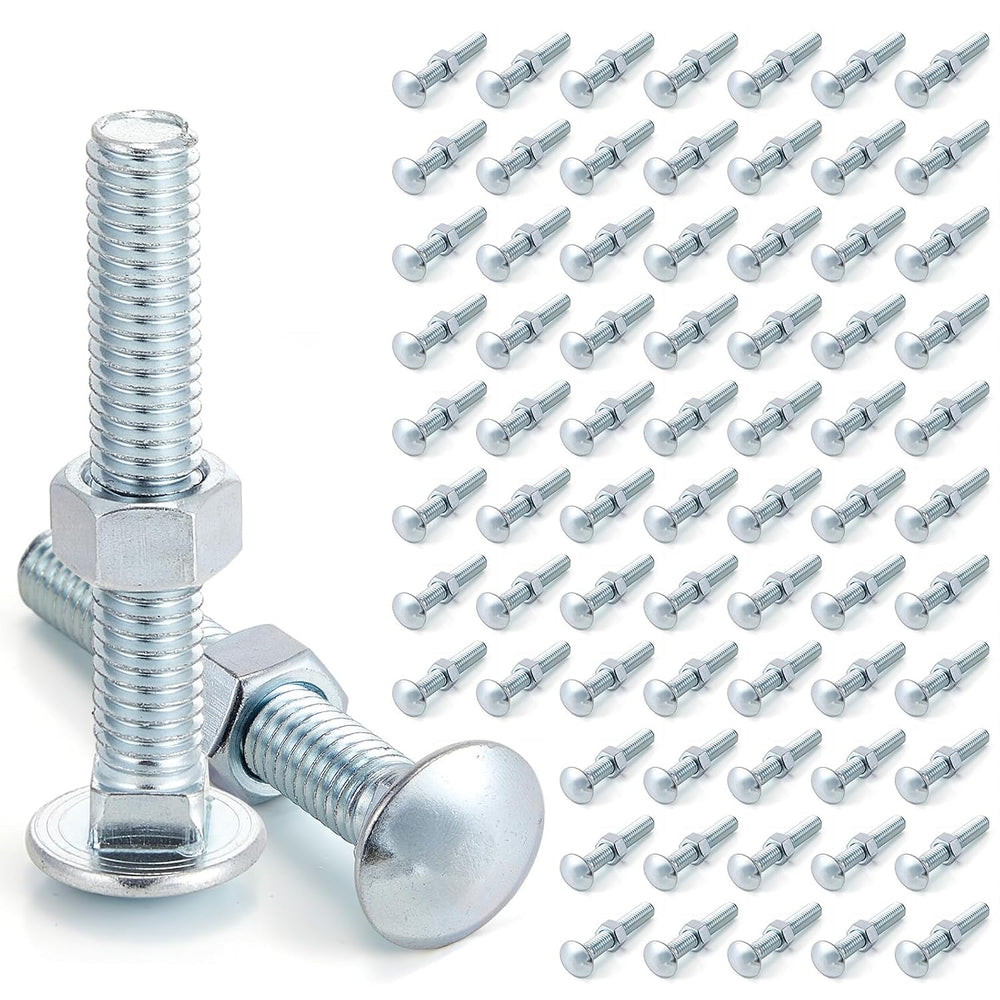 Yaocom 75 Pack Carriage Bolts with Nuts 3/8 x 3-1/2 Inch, Silver