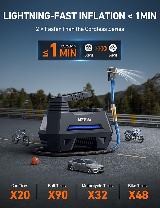 AstroAI Tire Inflator Portable Air Compressor Tire Air Pump