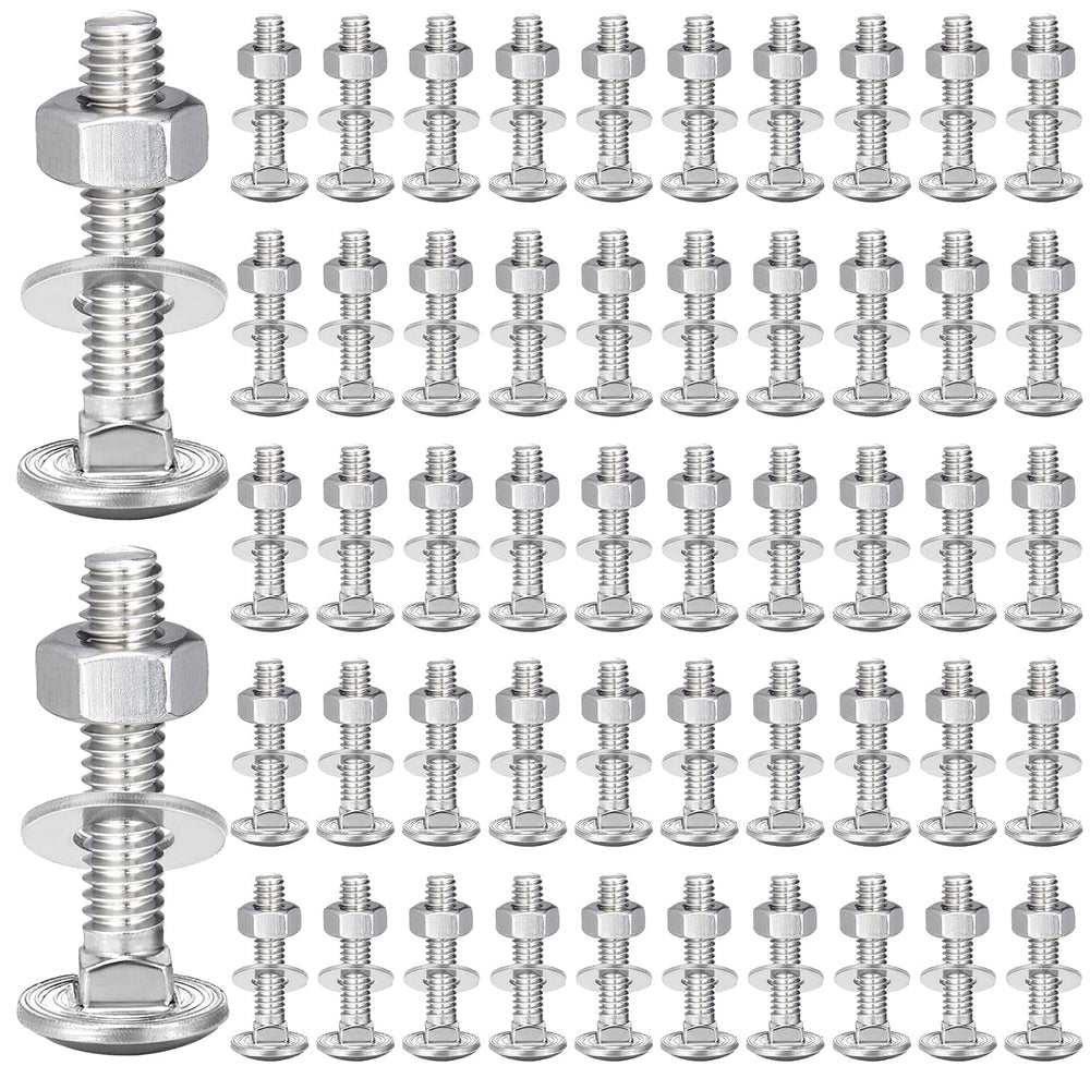 Zonon 50 Sets 3/8-16 x 2 Carriage Bolts and Nuts Kit,Silver