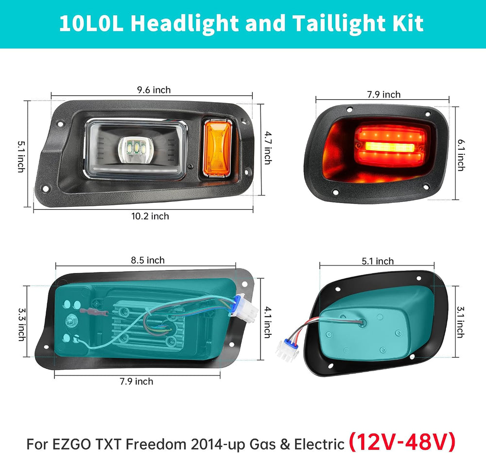 10L0L Golf Cart Deluxe Light Kit for EZGO TXT Freedom 12V-60V