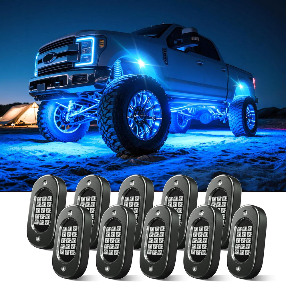 LED RGB Rock Lights for Trucks 14 pods with APP Control Underglow (10 pods)