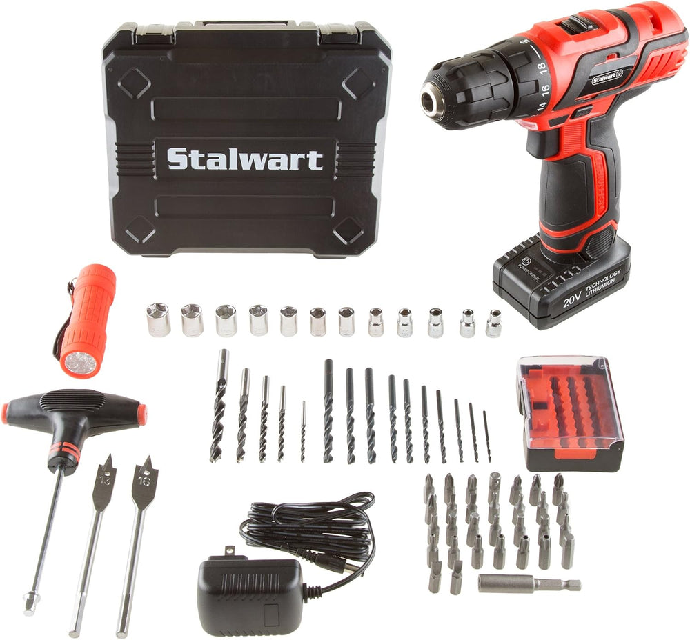 65-Piece Drill Set - Cordless Drill and Accessory Kit with Rechargeable Batte...