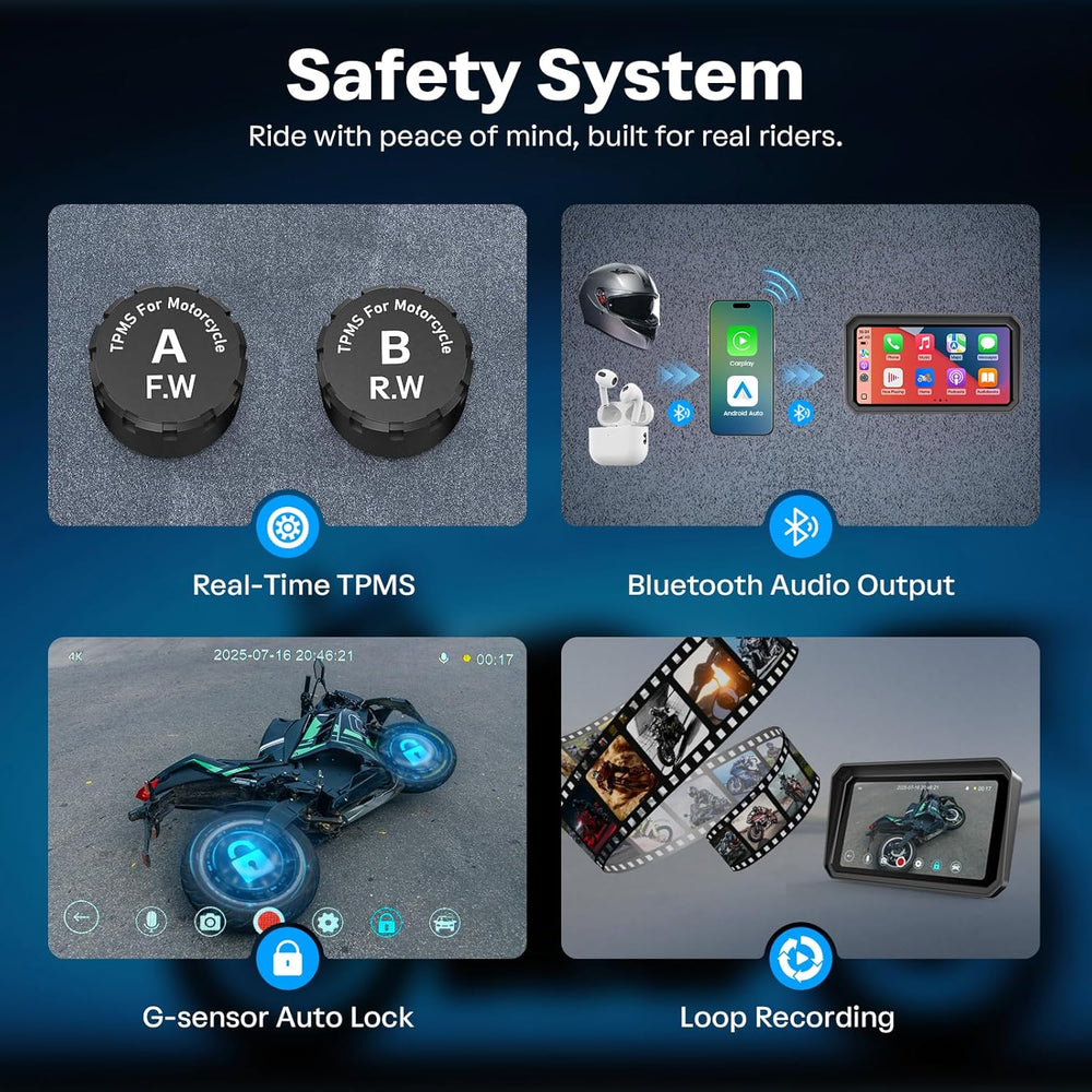 Motorcycle CarPlay Screen with Android Auto – 6.25” Waterproof GPS Pantalla p...