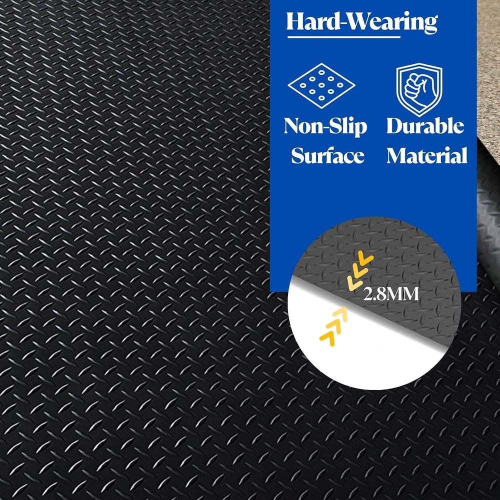 BESEA 4 x 10 FT Garage Floor Mat, Diamond Plate Rubber Flooring Roll