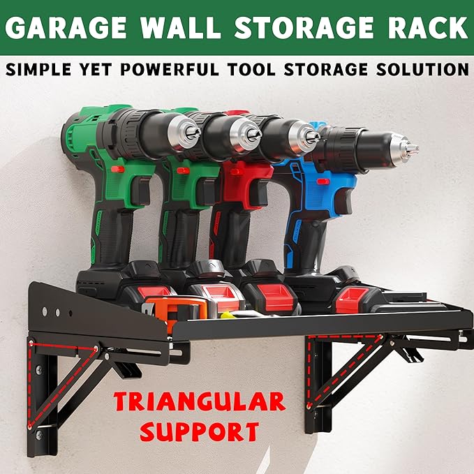 ULIBERMAGNET Garage Folding Storage Rack Shelves, 100LB Metal Wall Mounted (2...