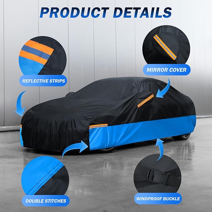 Car Cover Waterproof All Weather Outdoor Windproof Dustproof UV Protection Fit