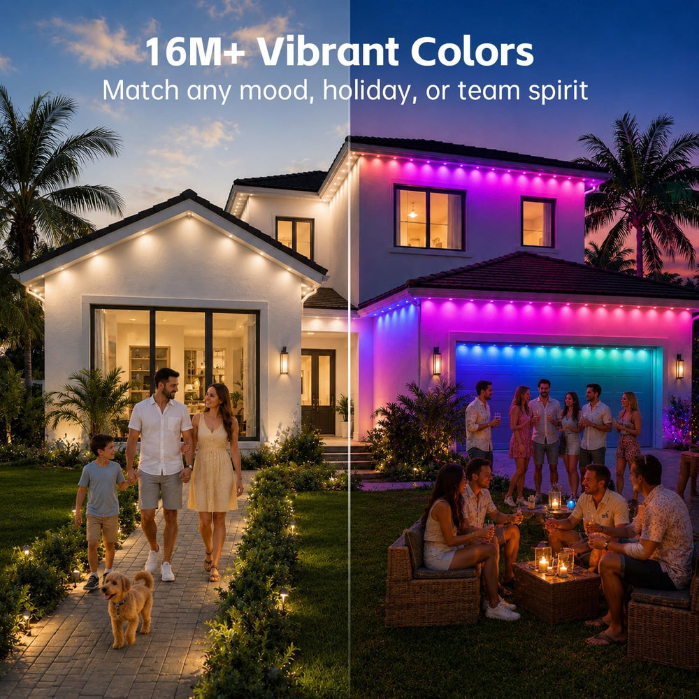 200FT Permanent Outdoor Lights for House, RGB+IC Smart Christmas Eave Light