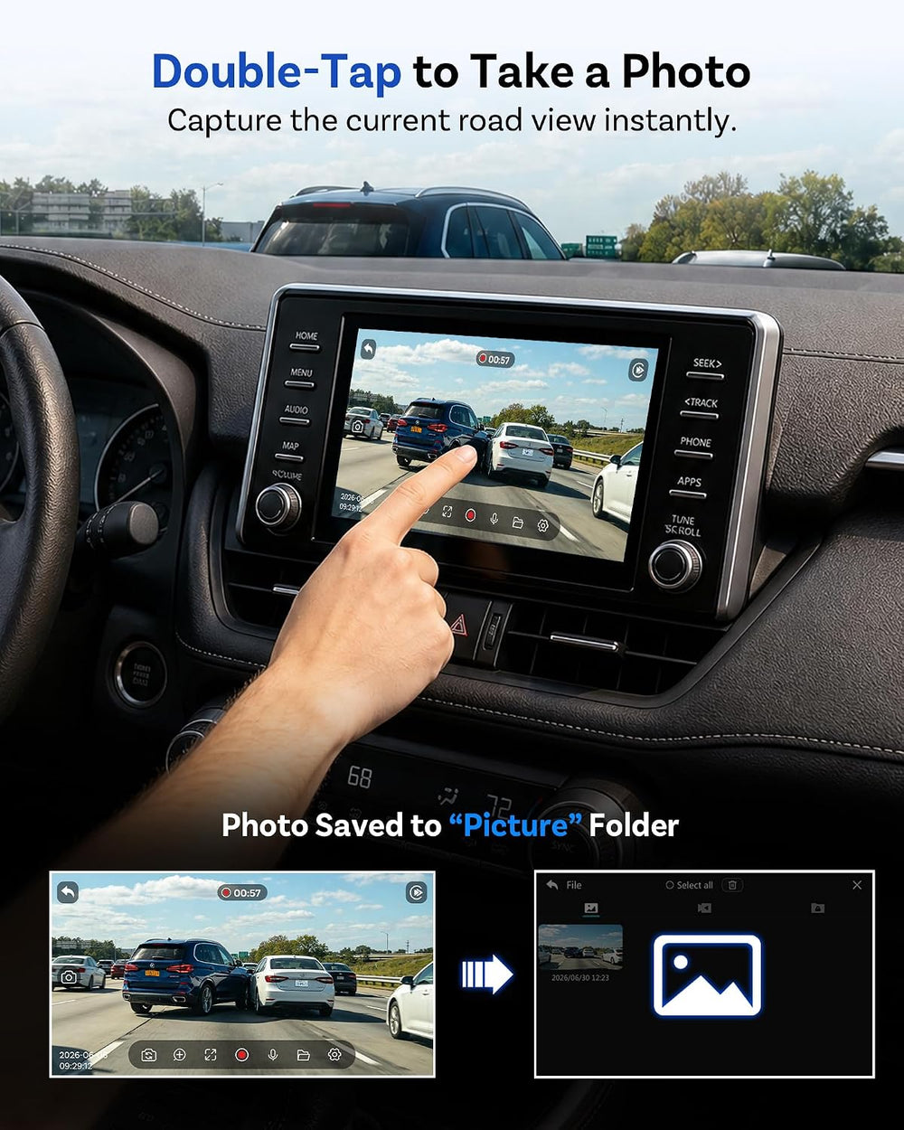 OTTOCAST Safe Cam Dash Cam Front and Rear with Wireless CarPlay Adapter