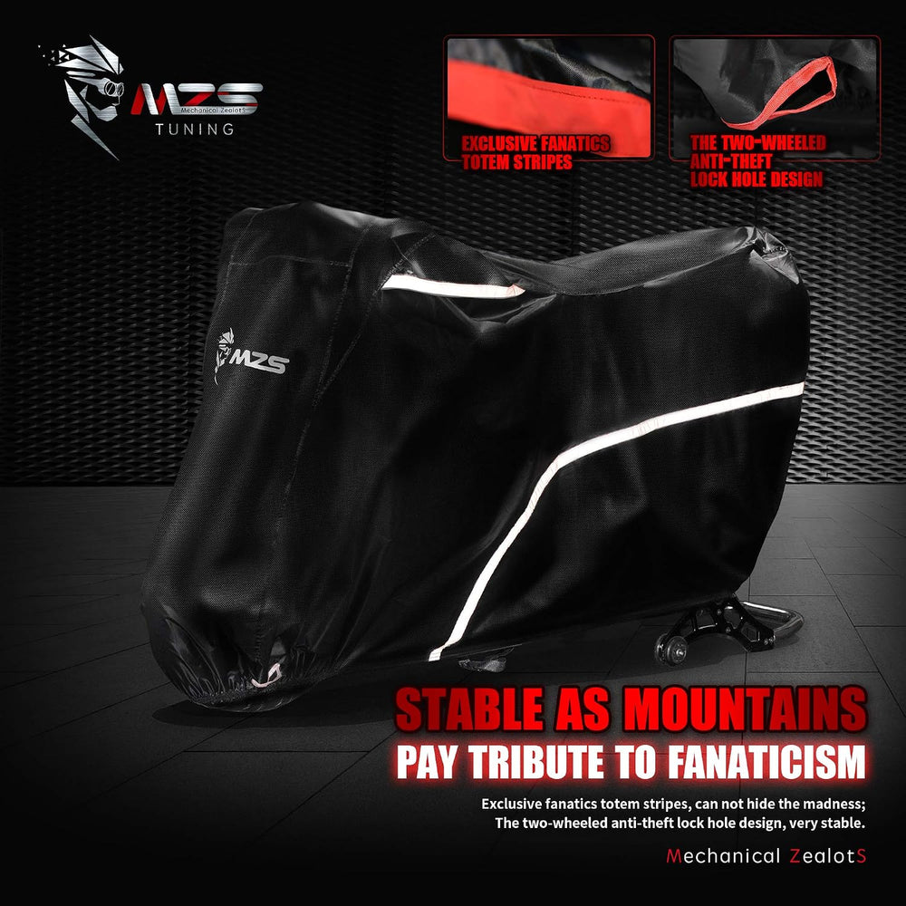 MZS Motorcycle Cover Waterproof Outdoor fits up to 86" Sport Bikes Cruiser