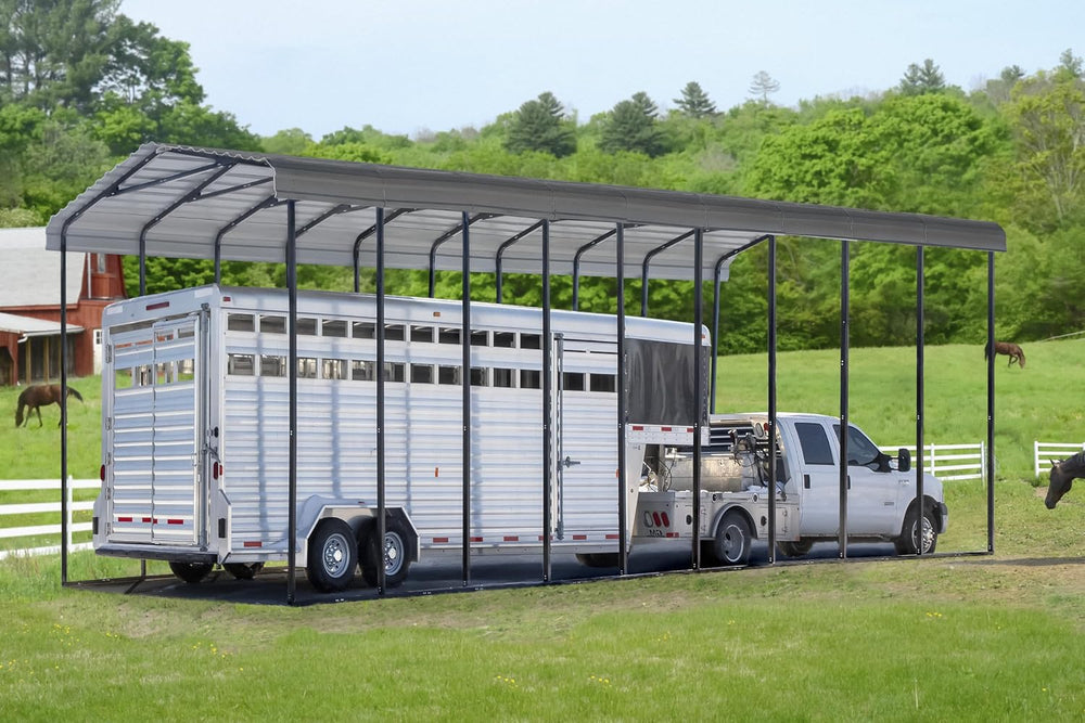 Arrow Carports Galvanized Steel Carport, RV Metal Carport Kit, 14' x 42&#...