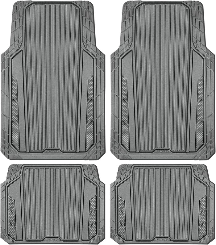 CAR PASS Heavy Duty Sporty Rubber Car Mats, Deep Dish All Weather Car Floor (4-Piece)