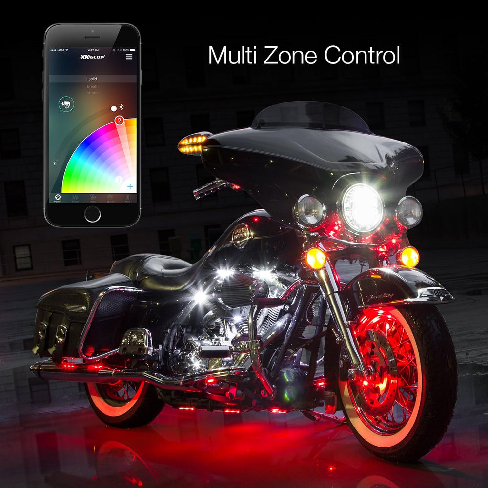 XK-GLOW KS-MOTO-ADVANCE 10 Pod 8 Strip 2nd gen XKchrome App Control Motorcycl...