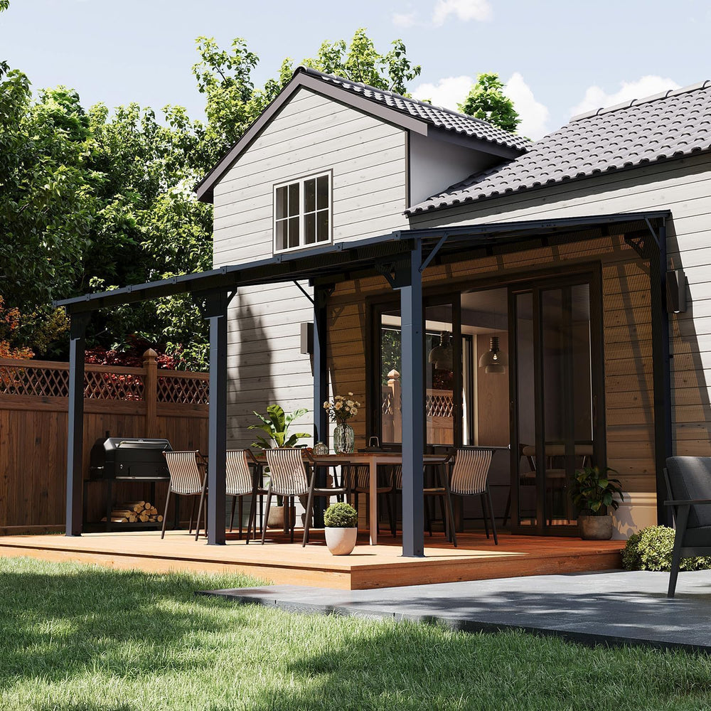 Aoxun 14’x10’ Gazebo with Aluminum Frame & Polycarbonate Panel, Black