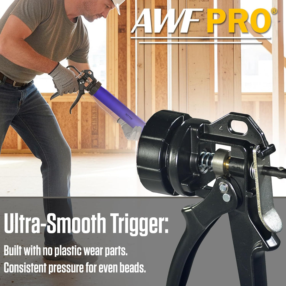 AWF PRO Sausage Caulking Gun 20 oz, 12:1 Thrust Ratio
