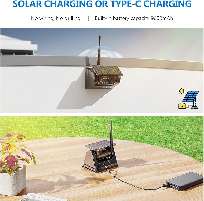 2 Magnetic Solar Wireless Backup Camera HD1080P 3 Mins DIY Installation DVR 7...