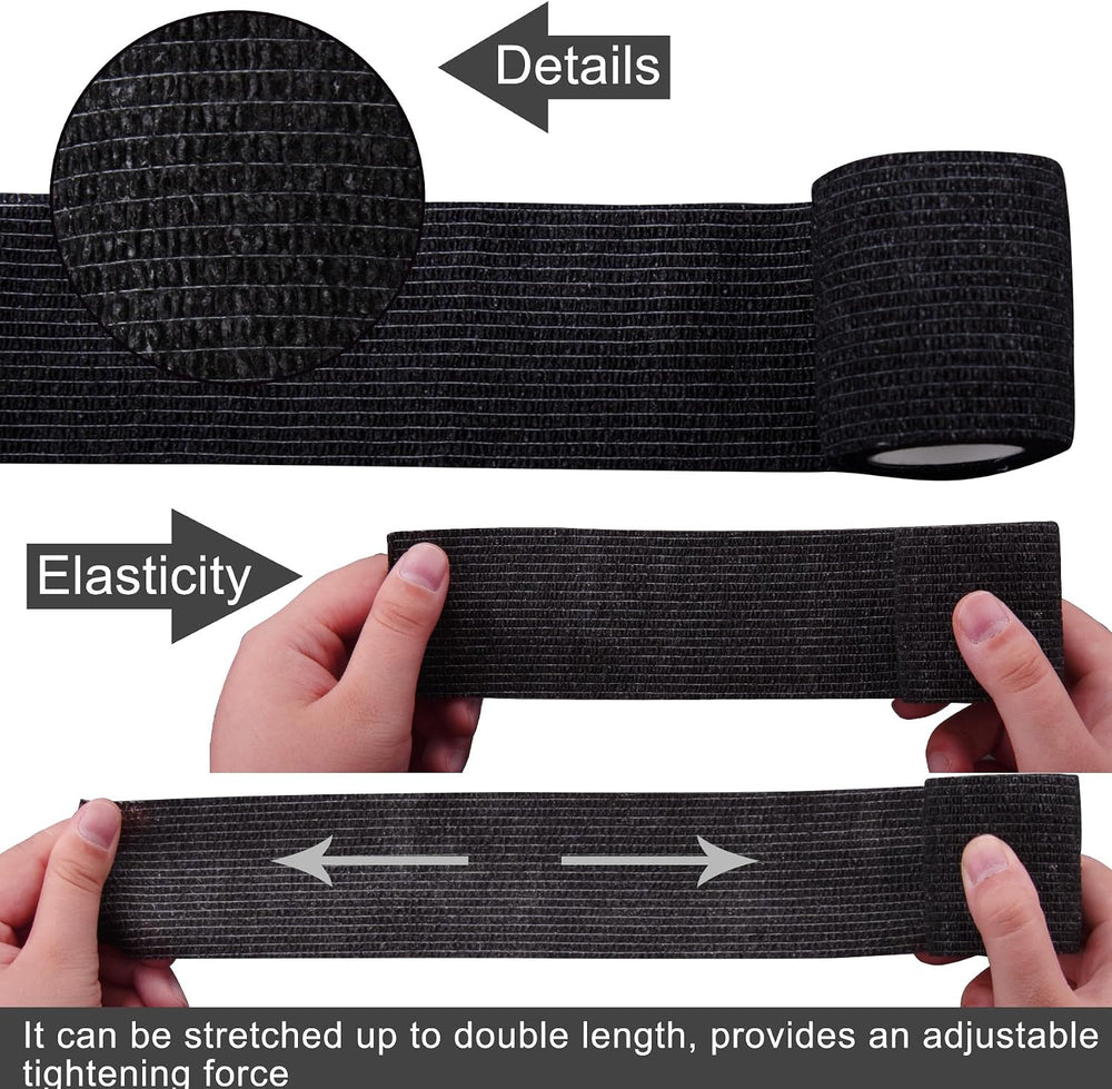 BQTQ 168 Rolls Elastic Adhesive Tape 2 Inch Self Adherent Bandages(Black)