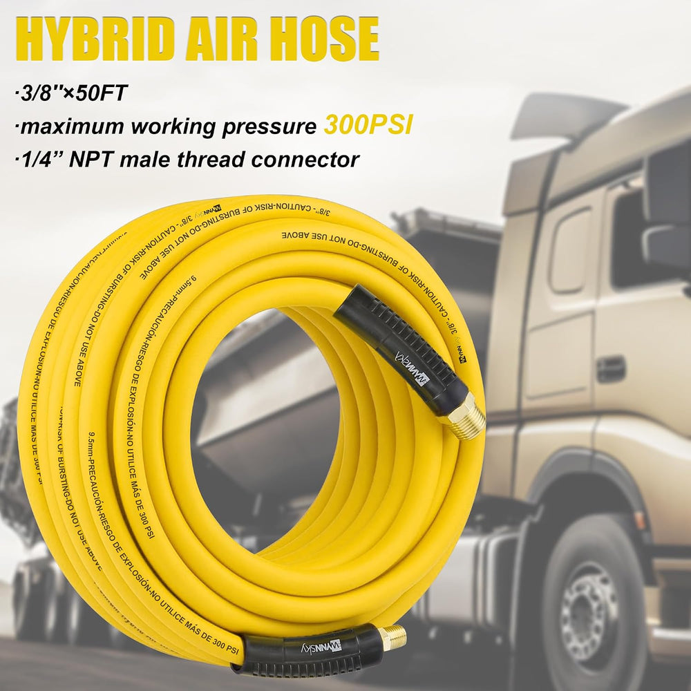 Truck Inflator Kit, 3/8''×50ft Hybrid Air Hose with 1/4''MNPT...