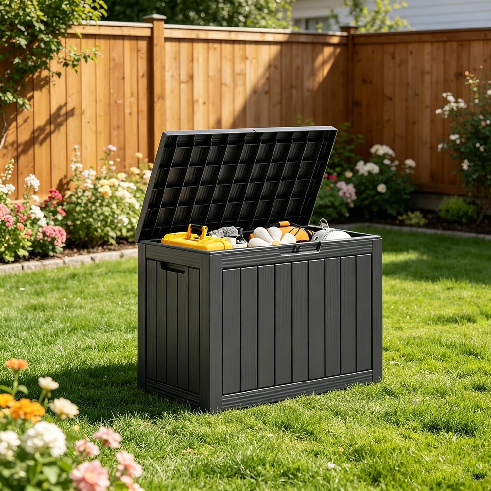 Outdoor Storage Box, Resin Deck Boxes outdoor, Waterproof Storage Box Lockabl...