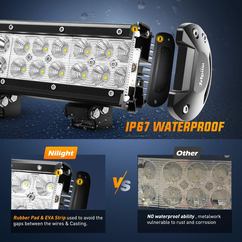 Nilight - 60007C-A 25" 162W Led Light Bar Flood Spot Combo Waterproof Dr...
