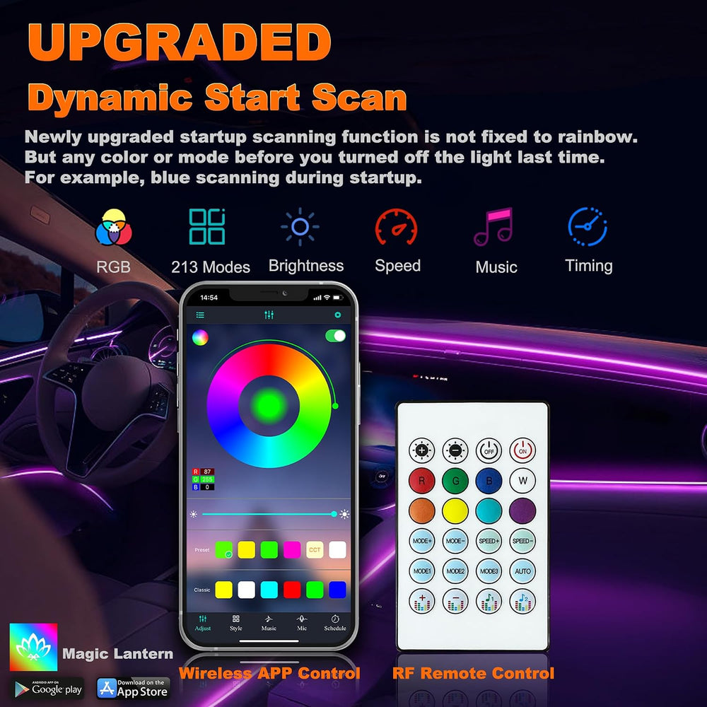Interior Car LED Strip Lights with Dream Color, Ambient Lighting
