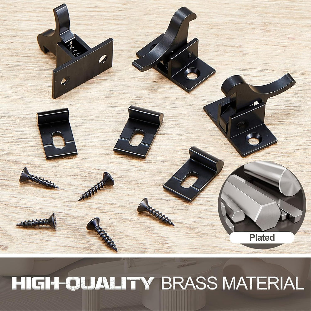 Lounsweer 16 Pcs Black Heavy Duty Cabinet Door Latch