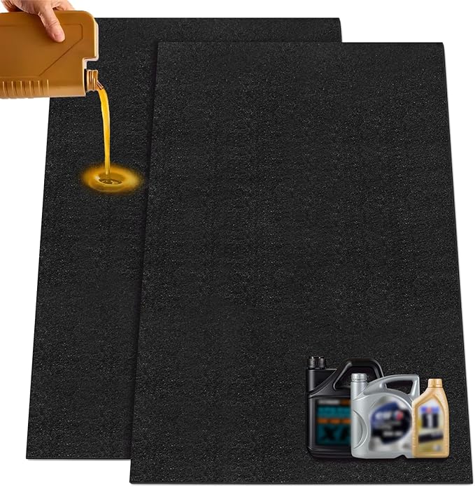 LINLA 61" x 39" Absorbent Oil Mat, Contains Liquid Garage Floor mat, Motorcycle
