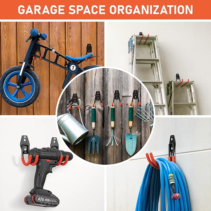 30 Pack Garage Hooks with Anti-Slip Coating, Heavy Duty Wall Mount Storage Ho...