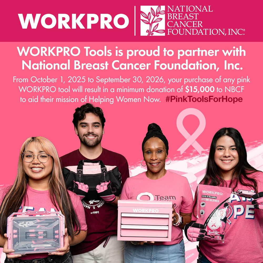 WORKPRO 20V Pink Cordless Drill and 141-Piece Home Tool Kit for Women