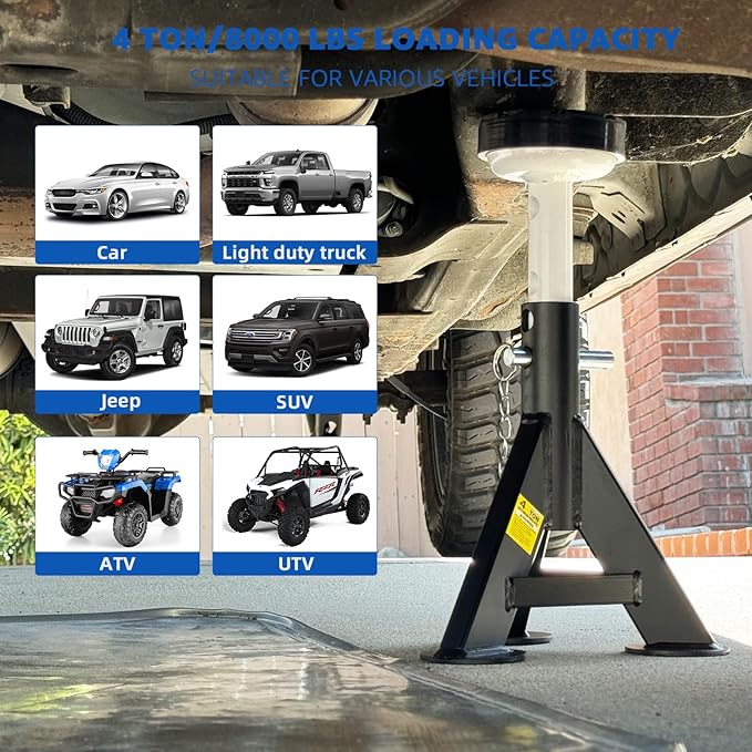 HKTE 4 Ton Heavy Duty Jack Stands, Security Locking Pins, 000 lbs Capacity (2...