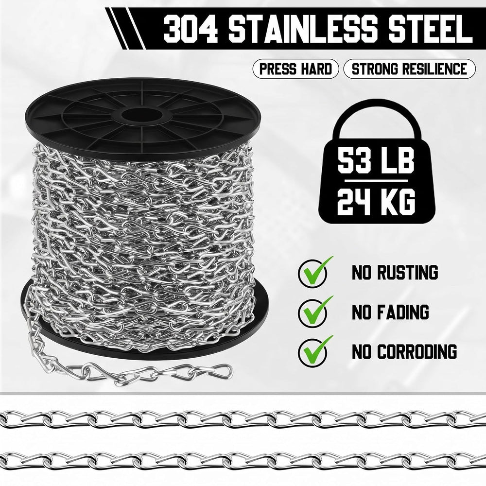 Yaocom 100ft Silver Hanging Jack Chain with 10 Pcs S Hooks, 2.4mm