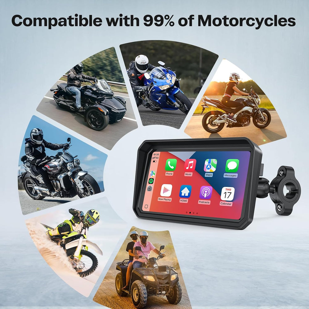 Motorcycle CarPlay Screen with Android Auto – 6.25” Waterproof GPS Pantalla p...