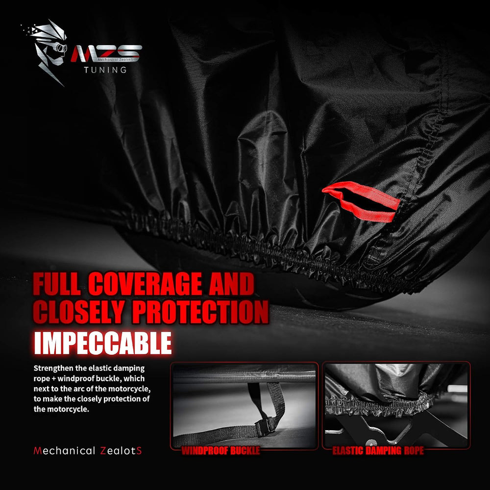 MZS Motorcycle Cover Waterproof Outdoor fits up to 86" Sport Bikes Cruiser