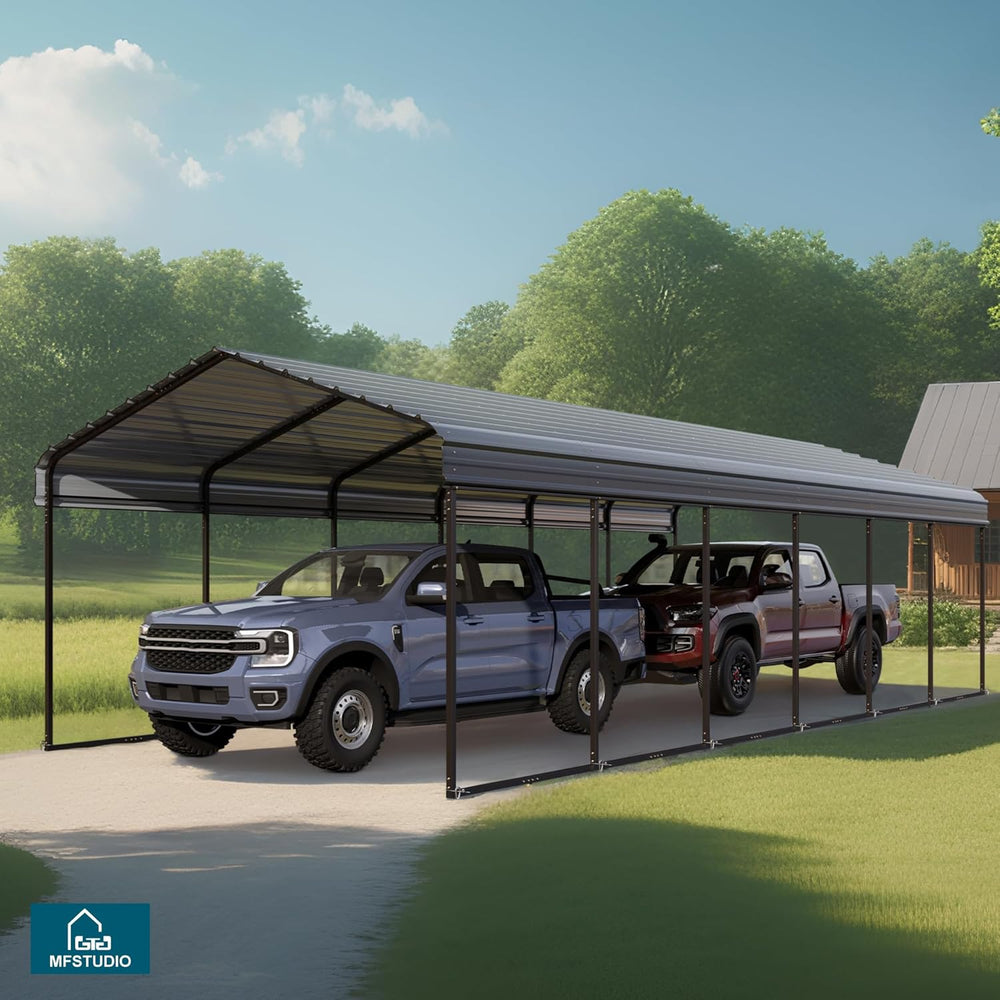 MFSTUDIO Metal Carport 12x30ft, Heavy Duty Carports Car Canopy Shelter
