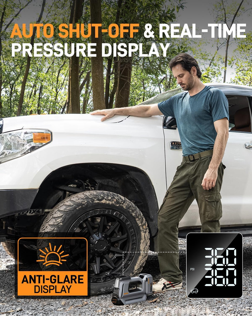 Teslong Tire Inflator Portable Air Compressor for Cars, Cordless Air Pump