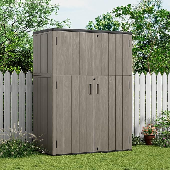 KINYING Outdoor Storage Cabinet Waterproof, 57 Cu.ft Resin Vertical Outdoor