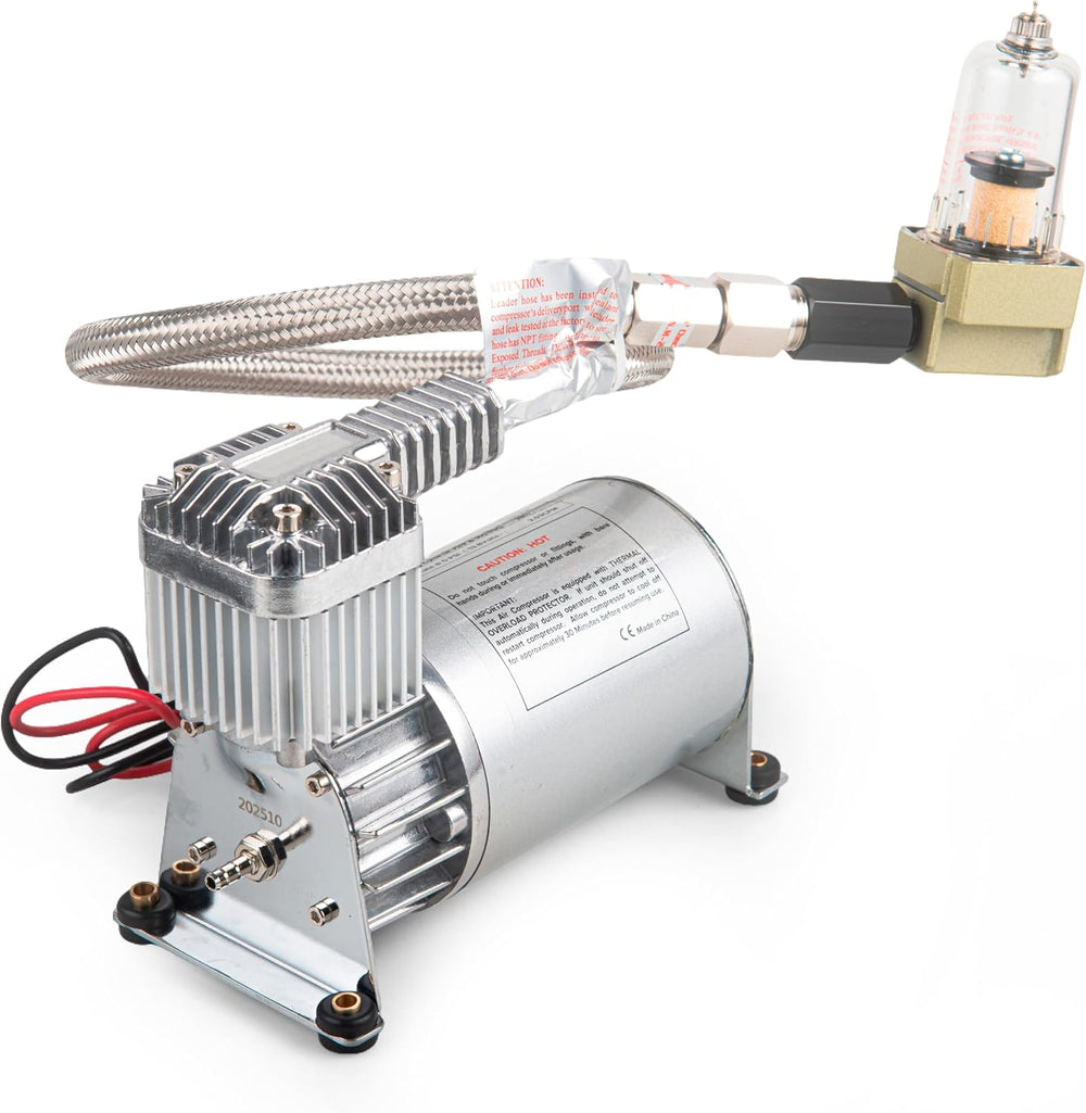 12V 150PSI Air Horn Suspension Compressor Kit 3/8 NPT Silver
